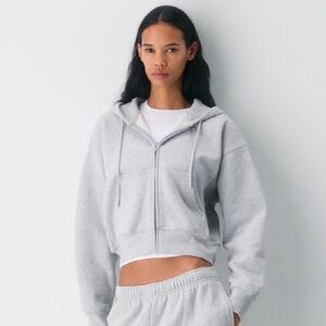 TNA ARITZIA sweatfleece boyfriend body zip up hoodie
